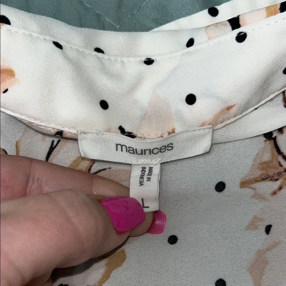 Maurices Peach Floral Polka Dot Blouse - Picture 4 of 9